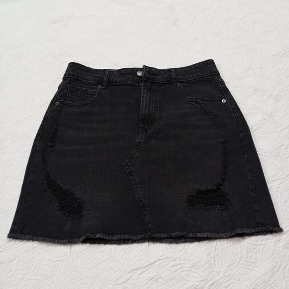 Wild Fable Dresses & Skirts - Wild Fable Black Distressed Denim Mini Skirt Size 4 Cotton 98% Women's